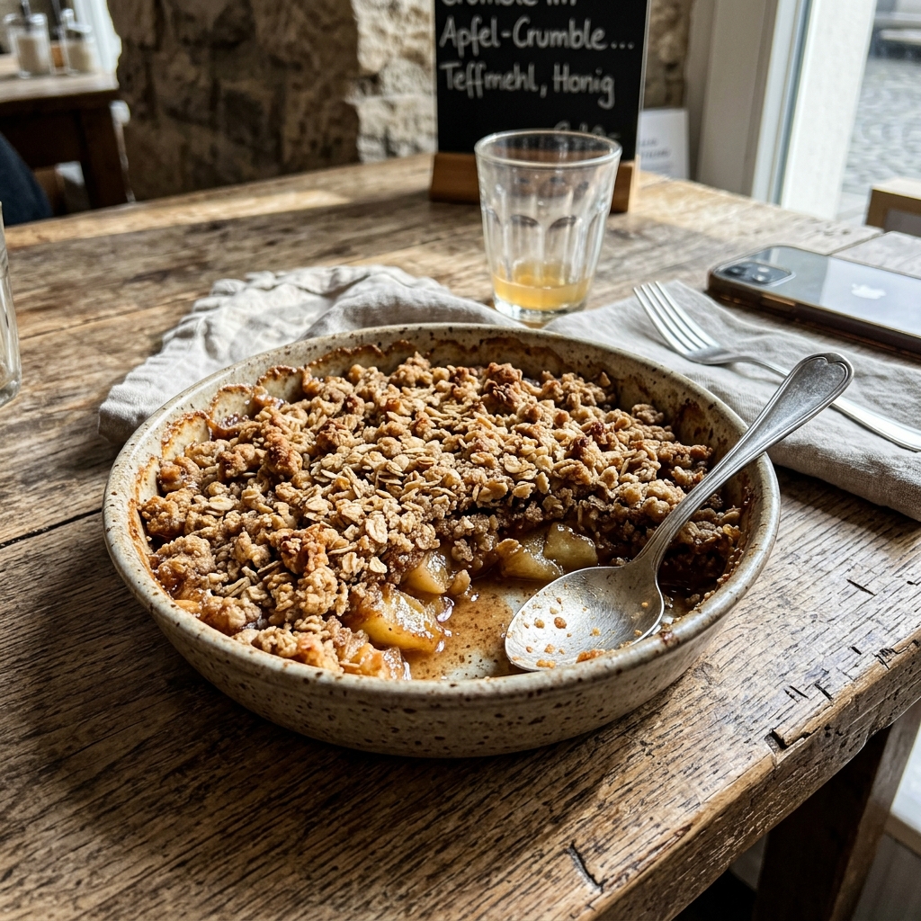 Gluten-free teff apple crumble