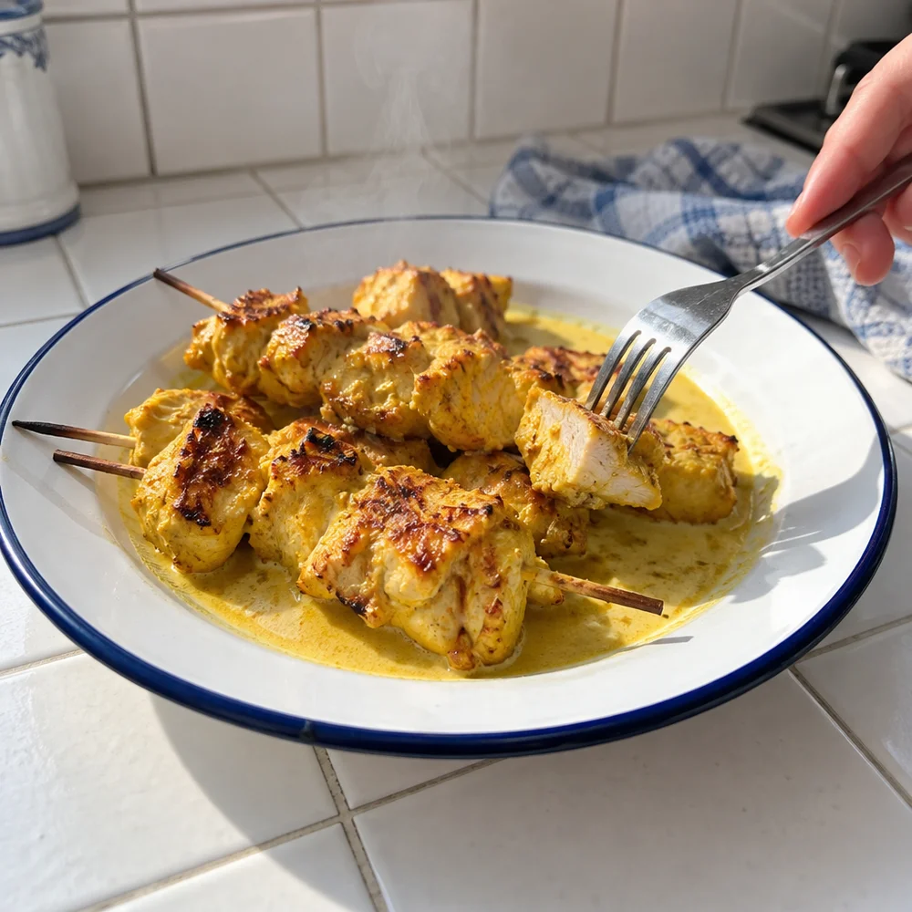 High-protein turmeric chicken skewers