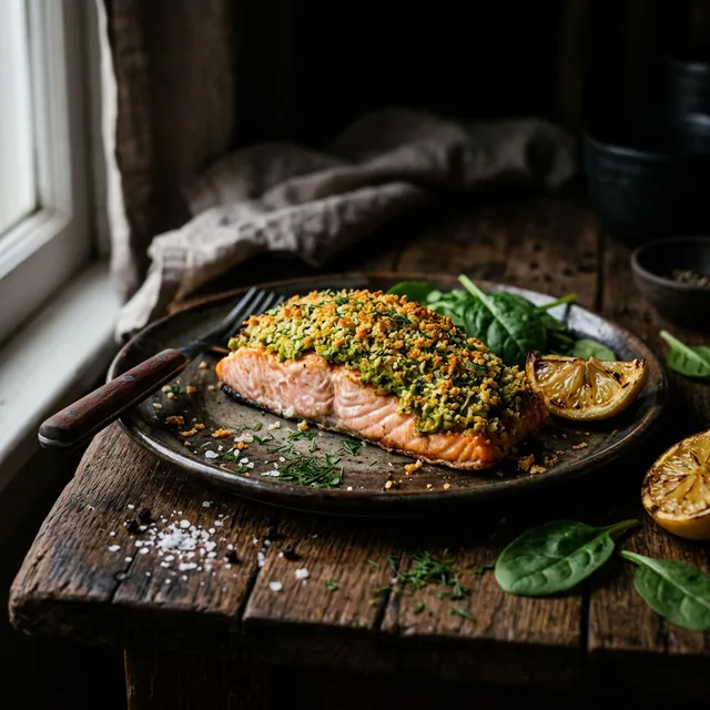 Low-carb crustless wild salmon and leek quiche