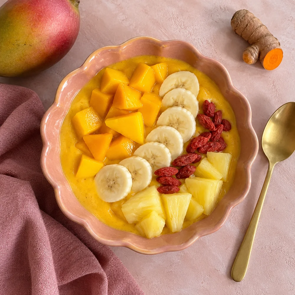 Vegan mango and turmeric smoothie bowl