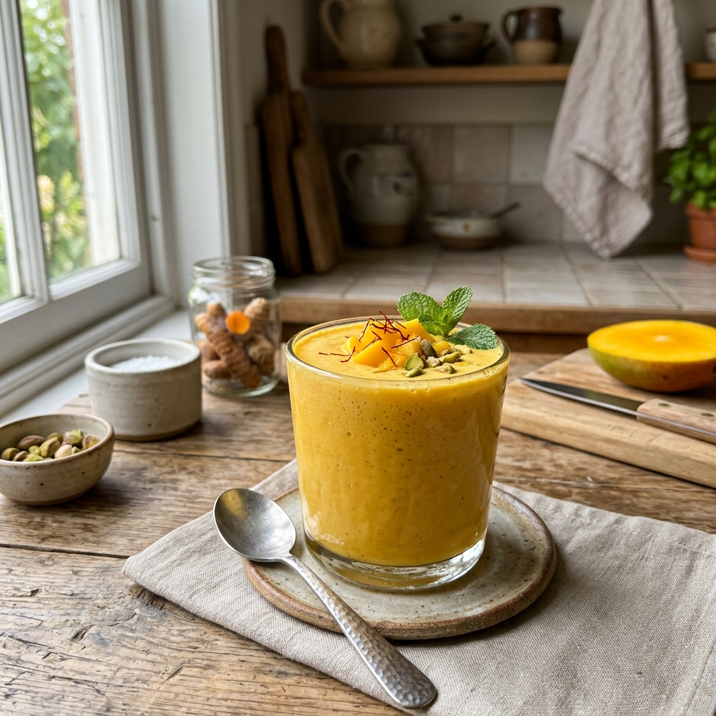 Gluten-free golden mango and turmeric lassi