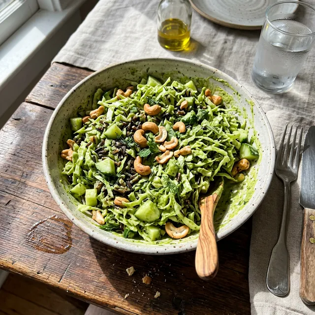 Vegan green goddess wild rice salad