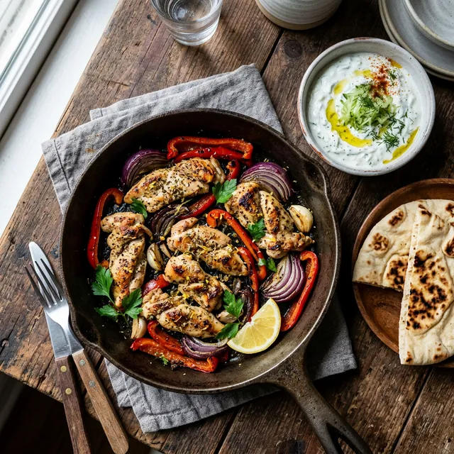 Greek chicken pan-fry with lemon and oregano