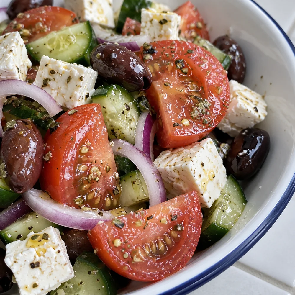 Greek salad with feta and olives