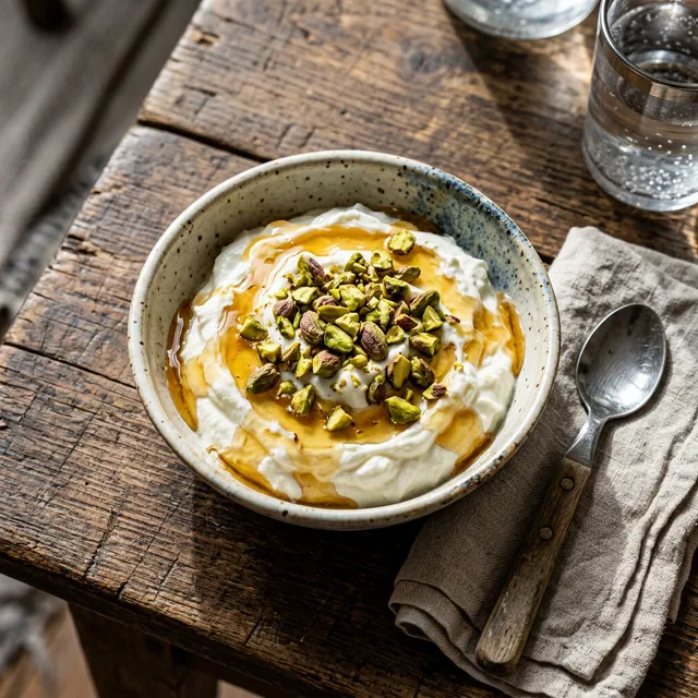 Greek yoghurt with honey and pistachios