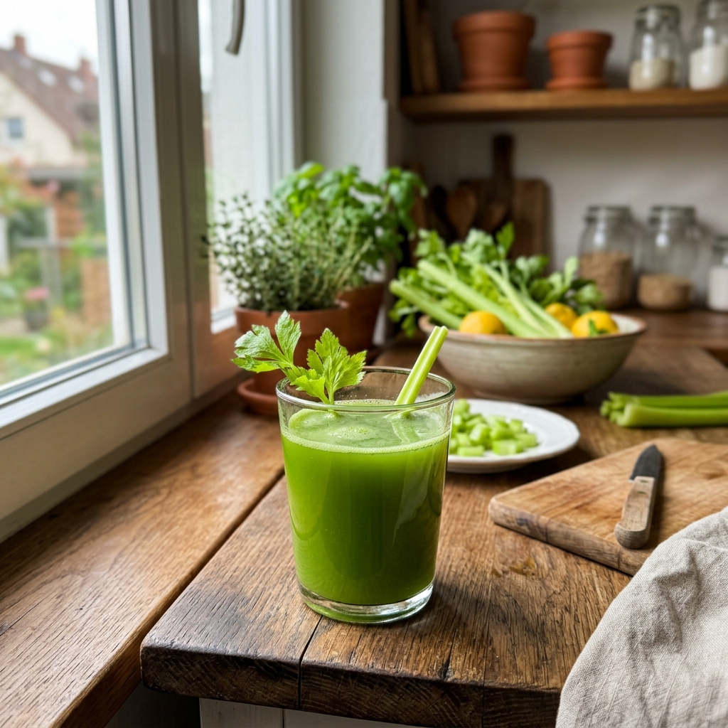 Vegan celery juice with lemon
