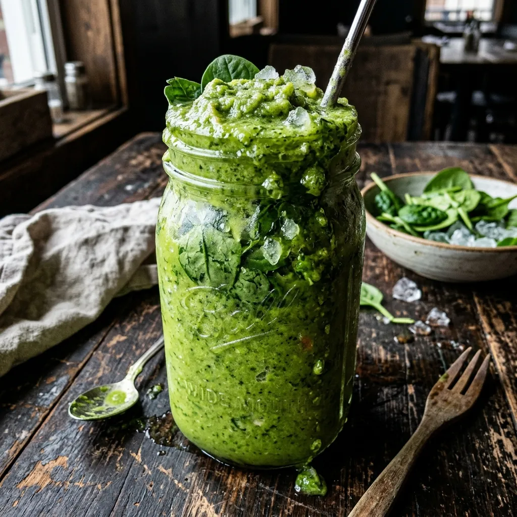 Green spinach and apple smoothie