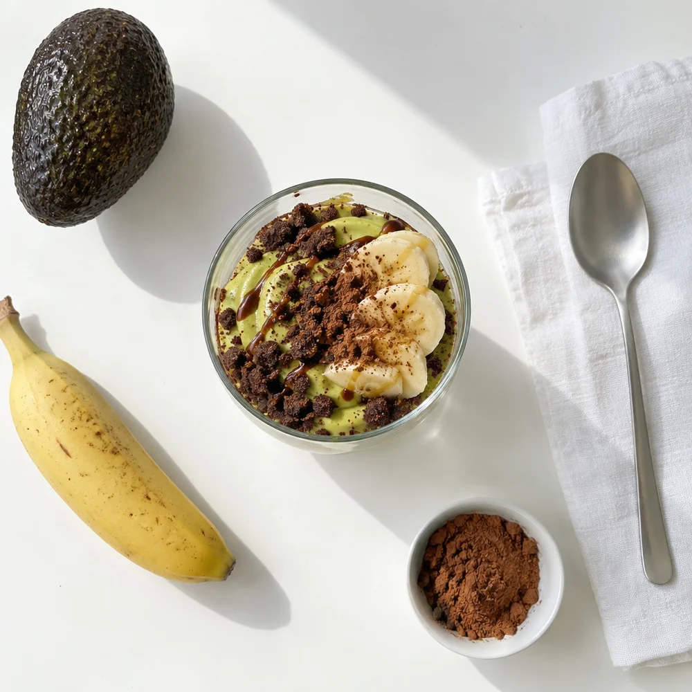 Spooky chocolate cups with avocado mousse and date soil