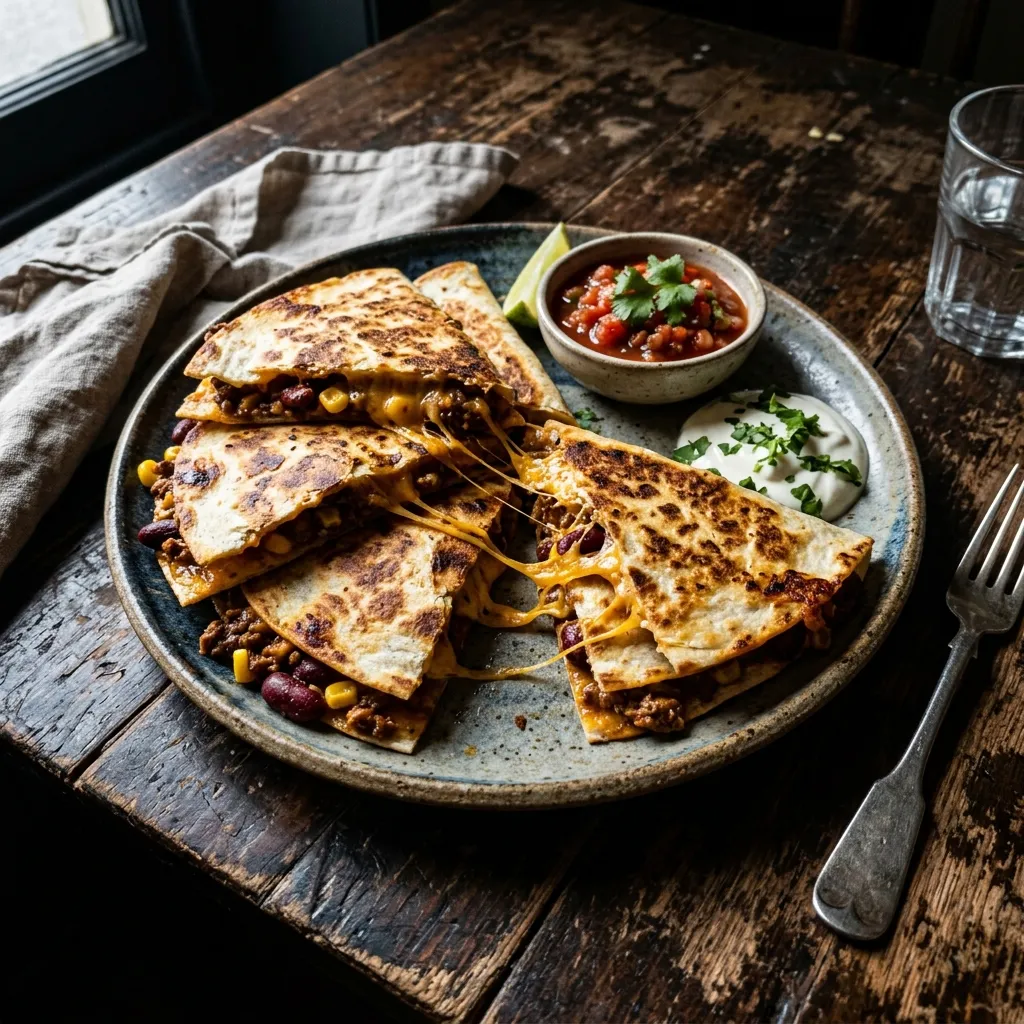 Spiced beef mince quesadillas
