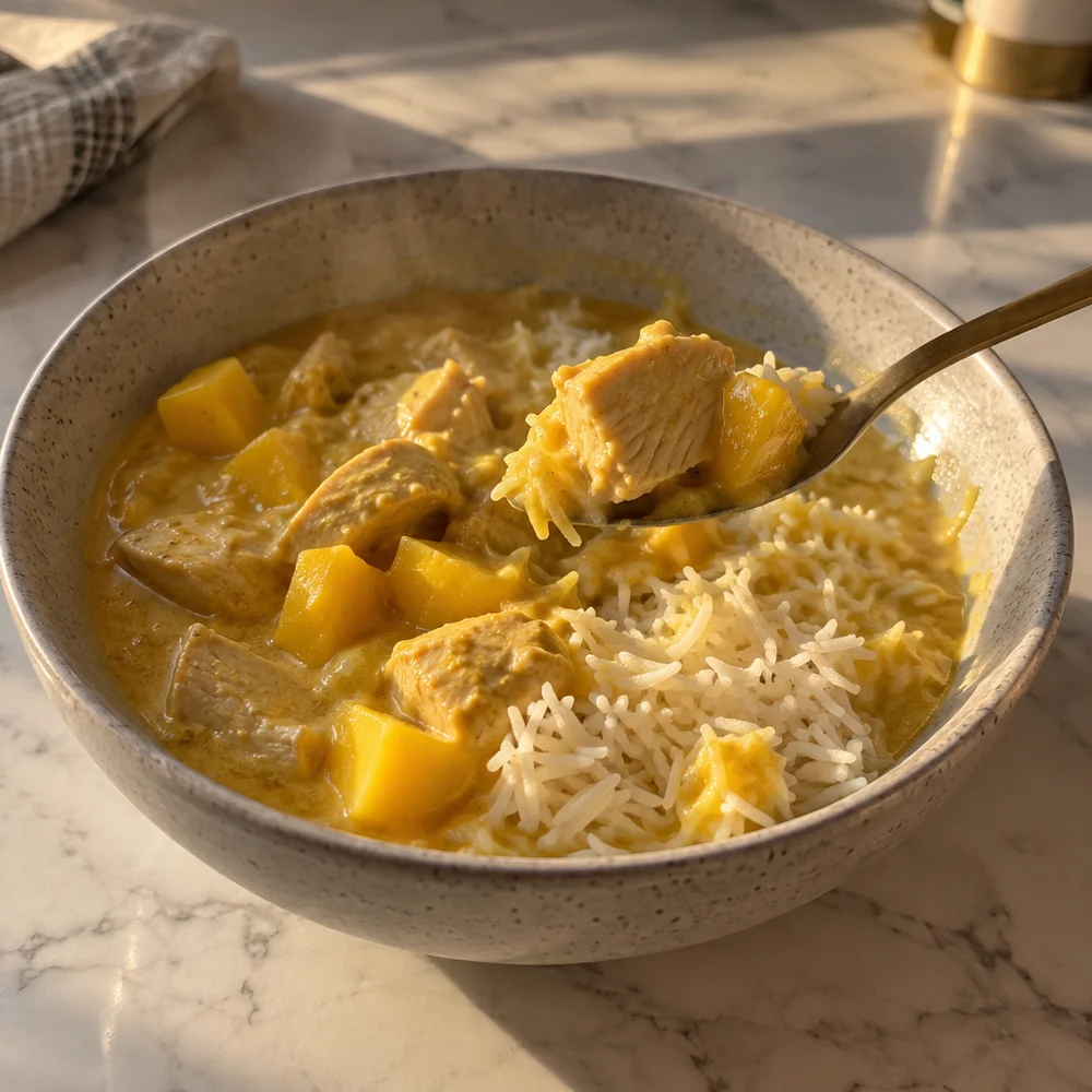 Chicken curry with mango and basmati rice