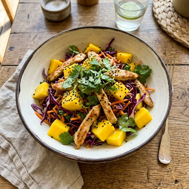 High-protein chicken and mango salad