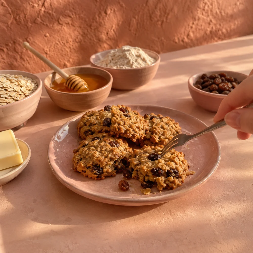 Oat cookies with honey and raisins