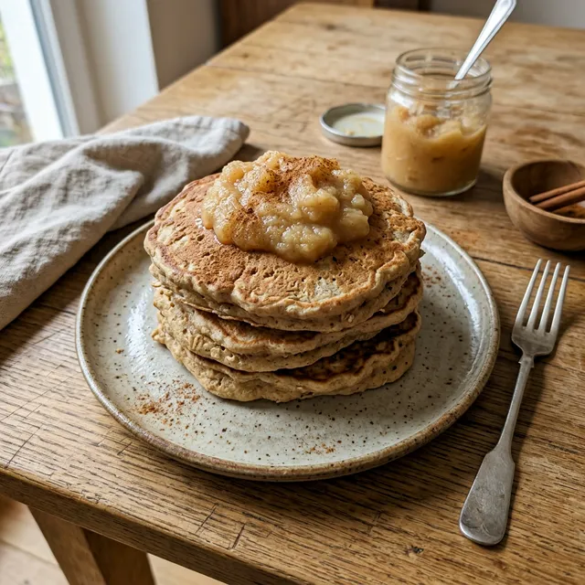 Oat flour and apple purée pancakes