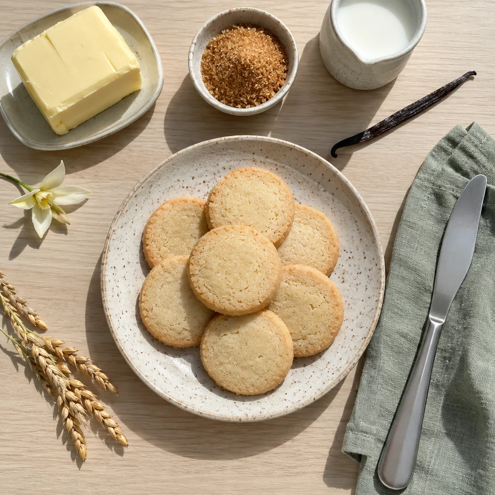 Heidesand (brown butter shortbread) with spelt and vanilla