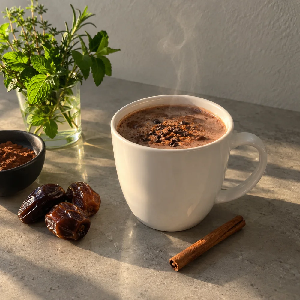 Hot chocolate with dates and cinnamon