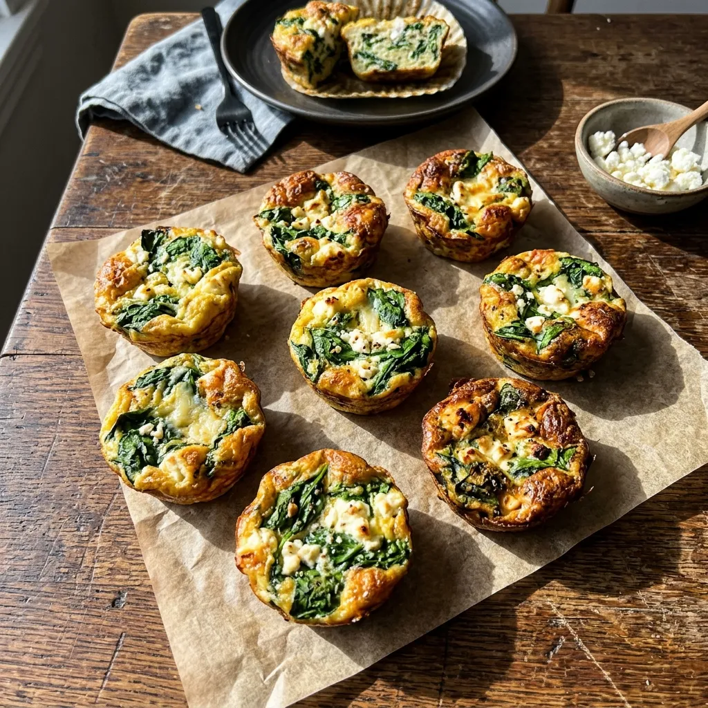 Hearty frittata muffins with spinach and feta