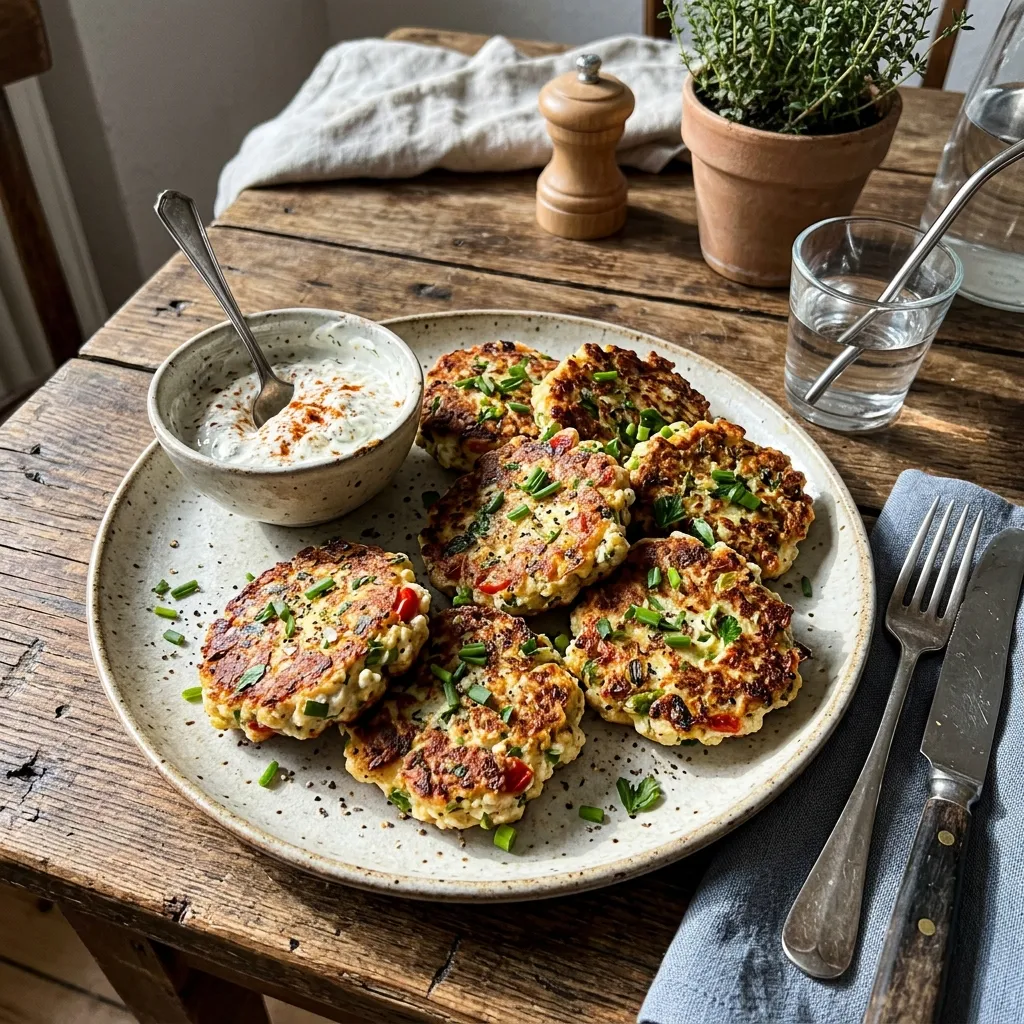 Savoury high-protein cottage cheese patties
