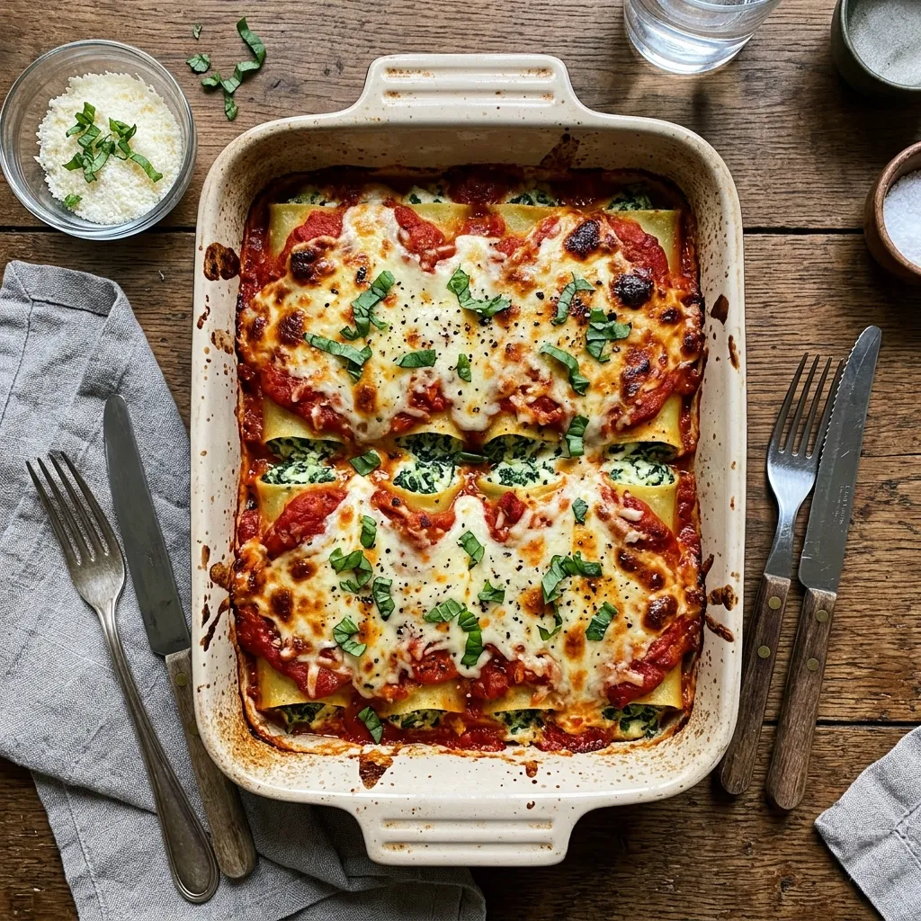 Hearty spinach and ricotta cannelloni