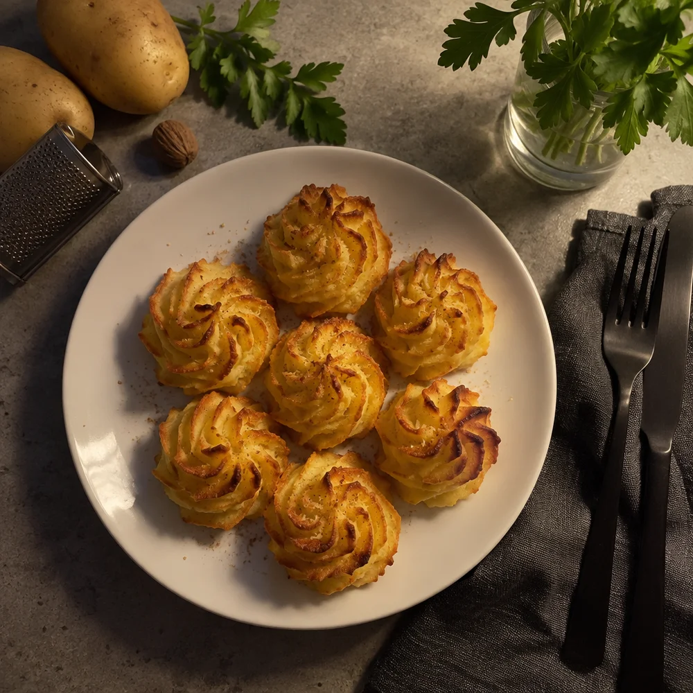 Duchess potatoes with nutmeg and butter