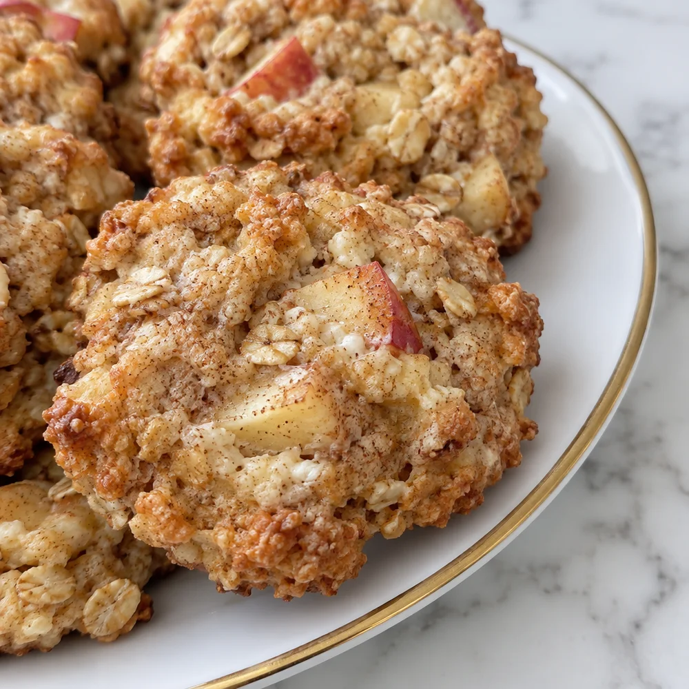 High-protein apple and cinnamon cookies with oats and quark