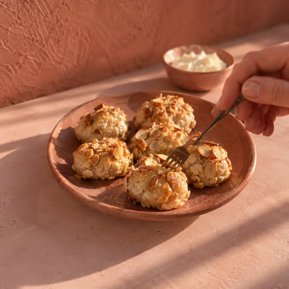 High-protein Bethmännchen (marzipan almond cookies) with almond flour and quark