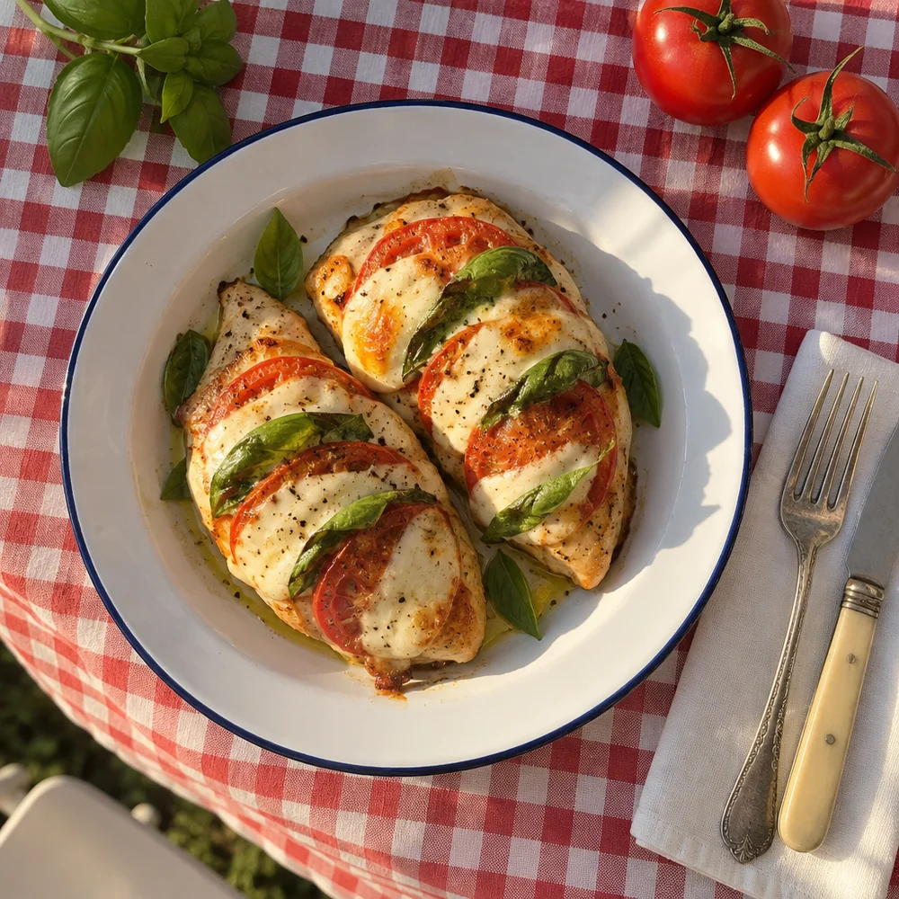High-protein baked caprese chicken