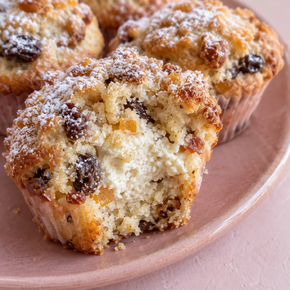 High-protein stollen muffins with low-fat quark