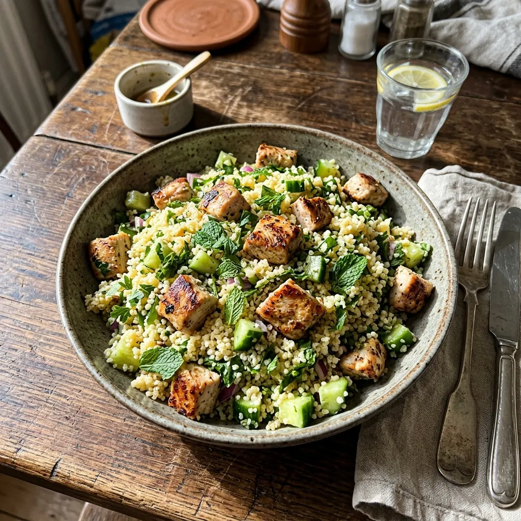 High-protein couscous salad with turkey breast