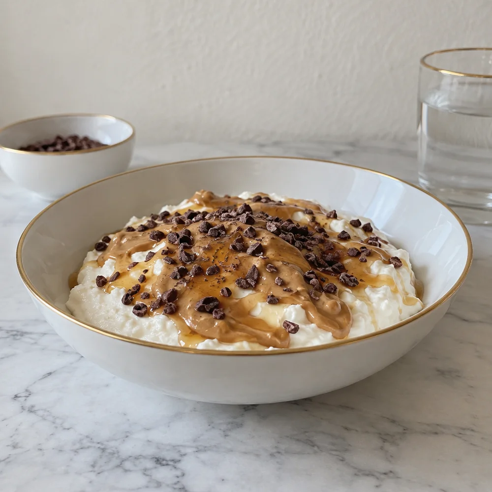 High-protein peanut quark bowl