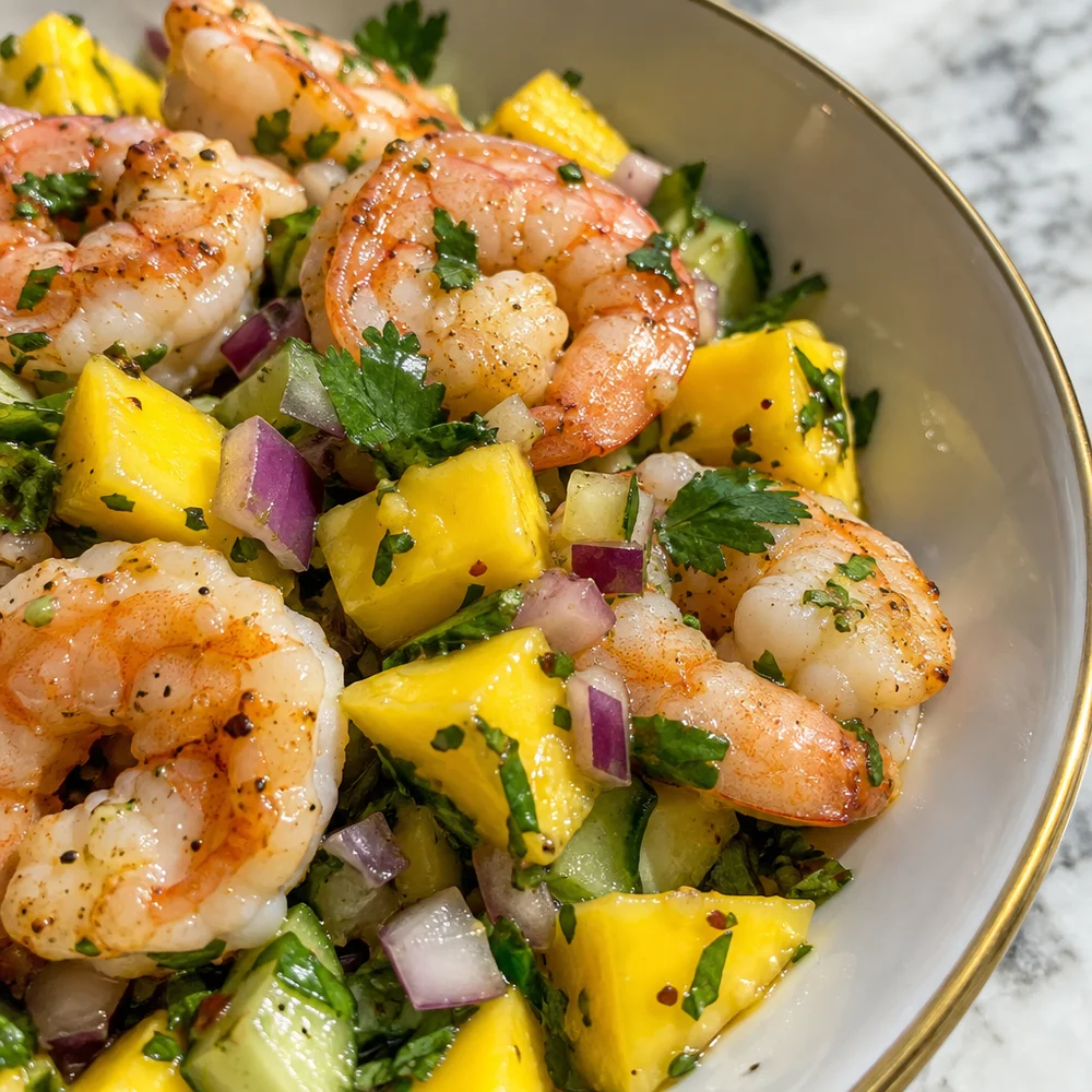 High-protein prawn and mango salad