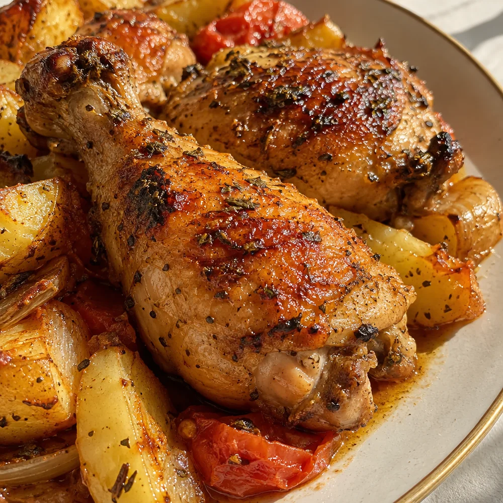 High-protein Greek oven-baked chicken plate
