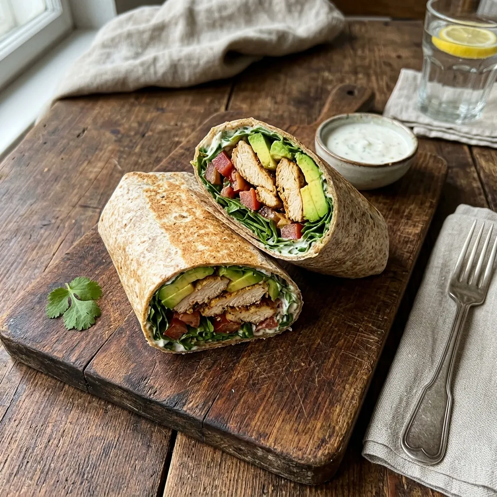 High-protein chicken wrap