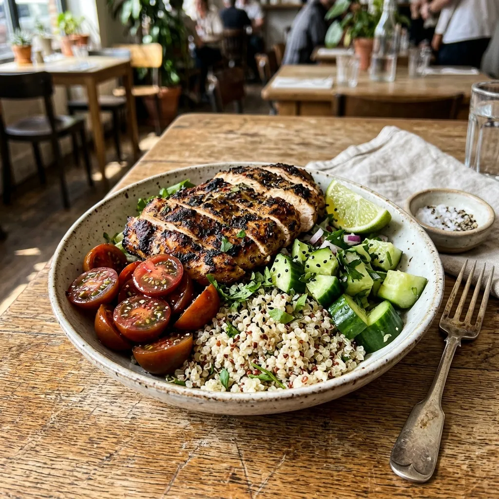 High-protein chicken and quinoa bowl