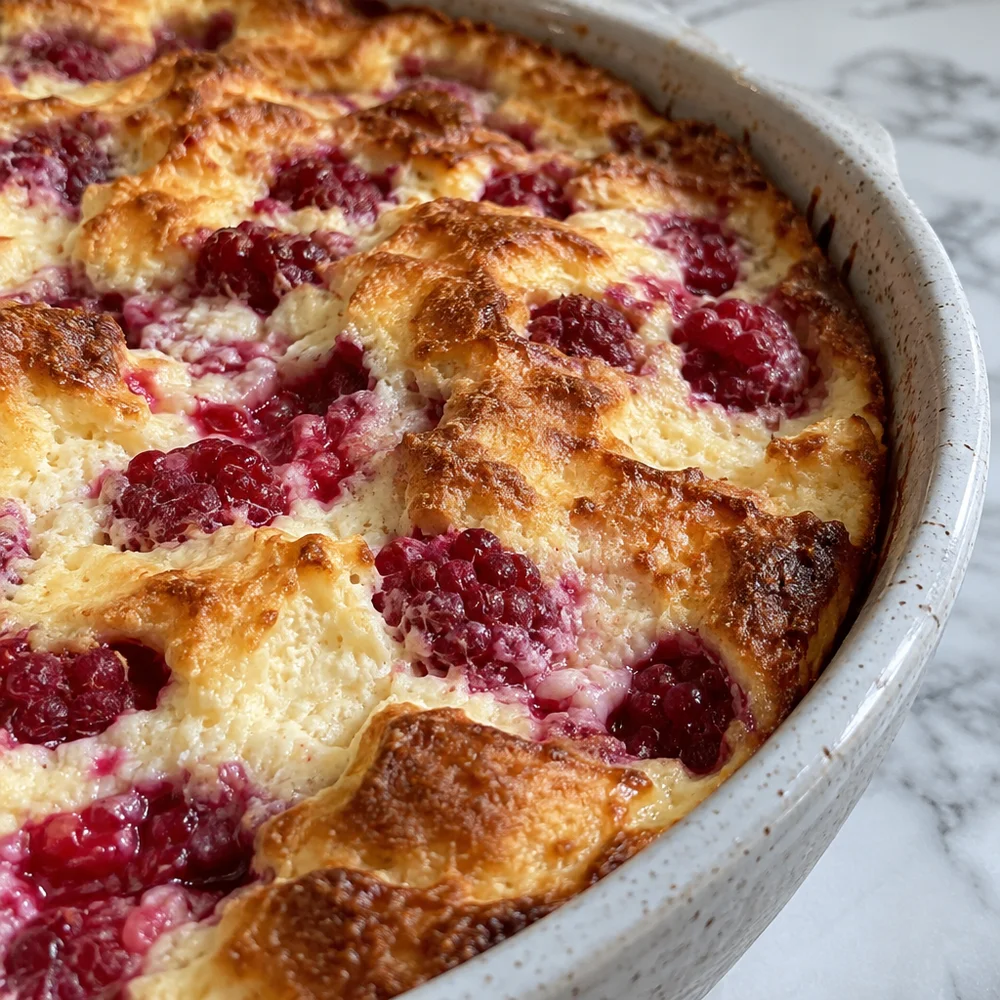 High-protein raspberry and quark bake