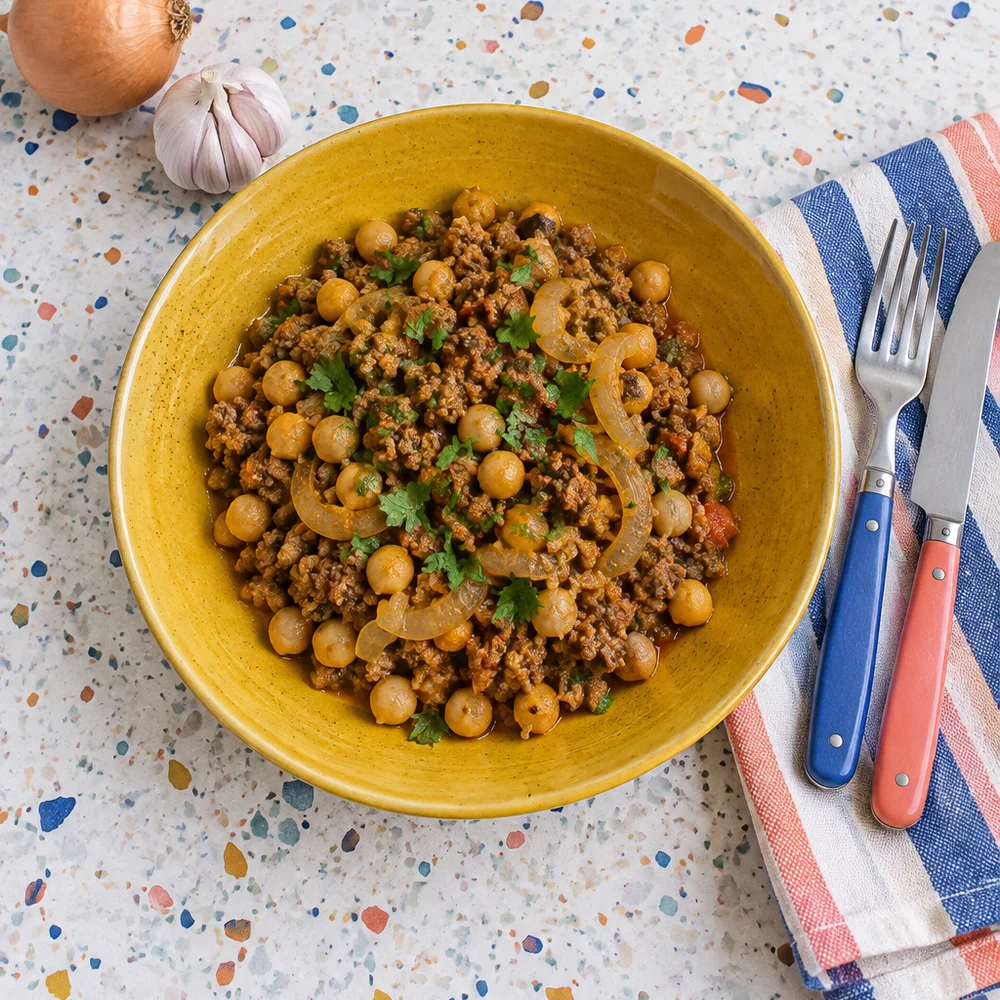 High-protein one-pan lamb and harissa