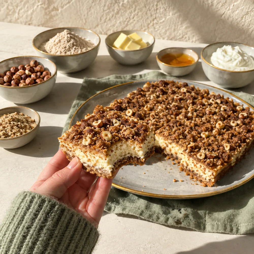 High-protein Lebkuchen cheesecake traybake