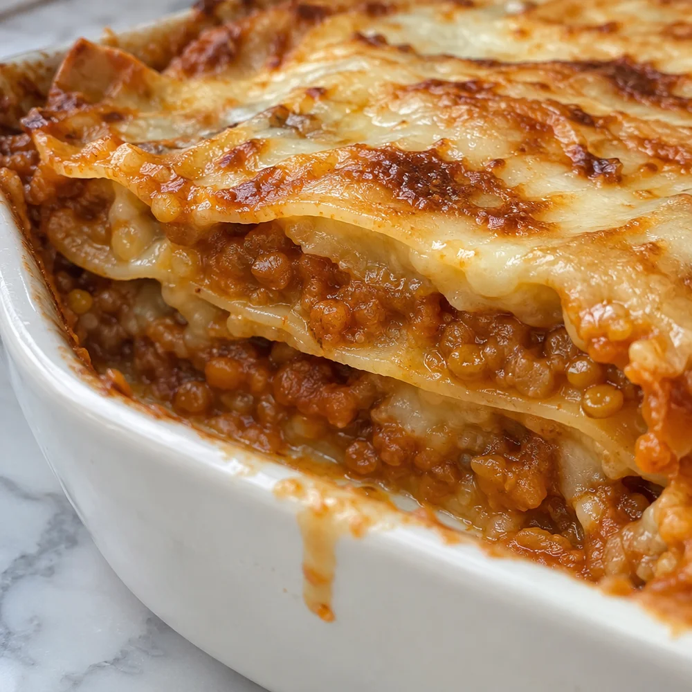 High-protein lentil lasagne