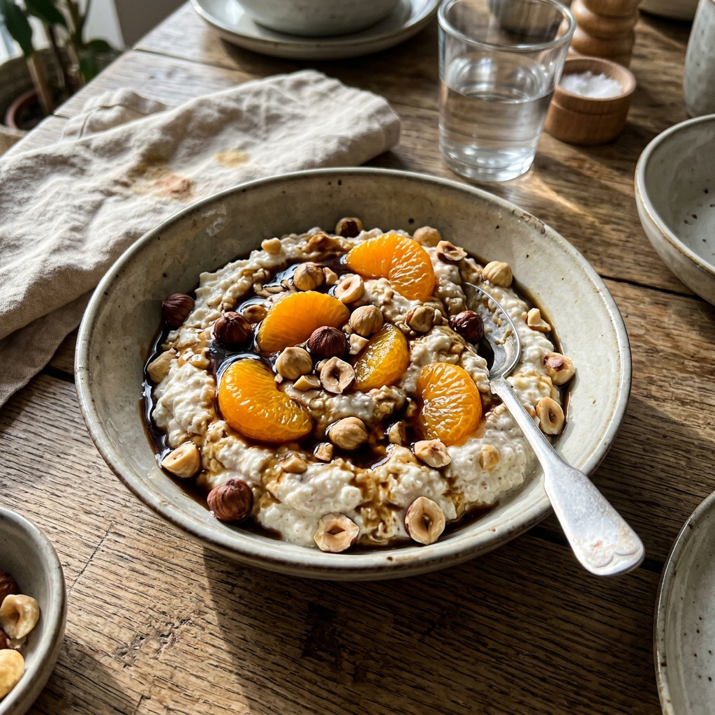 Low-fat quark and mandarin cream