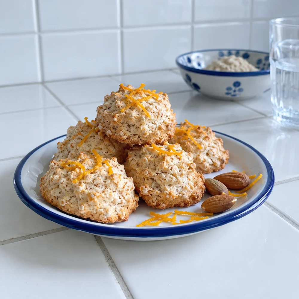 High-protein almond macaroons with orange and almond flour
