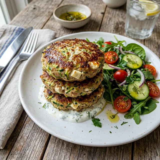 High-protein turkey and feta patties with courgette