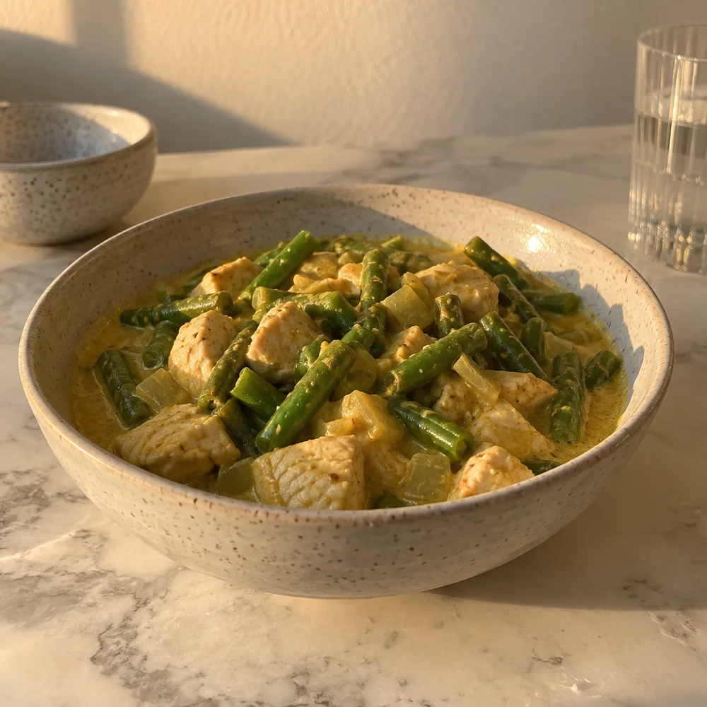 High-protein turkey and vegetable curry with coconut milk