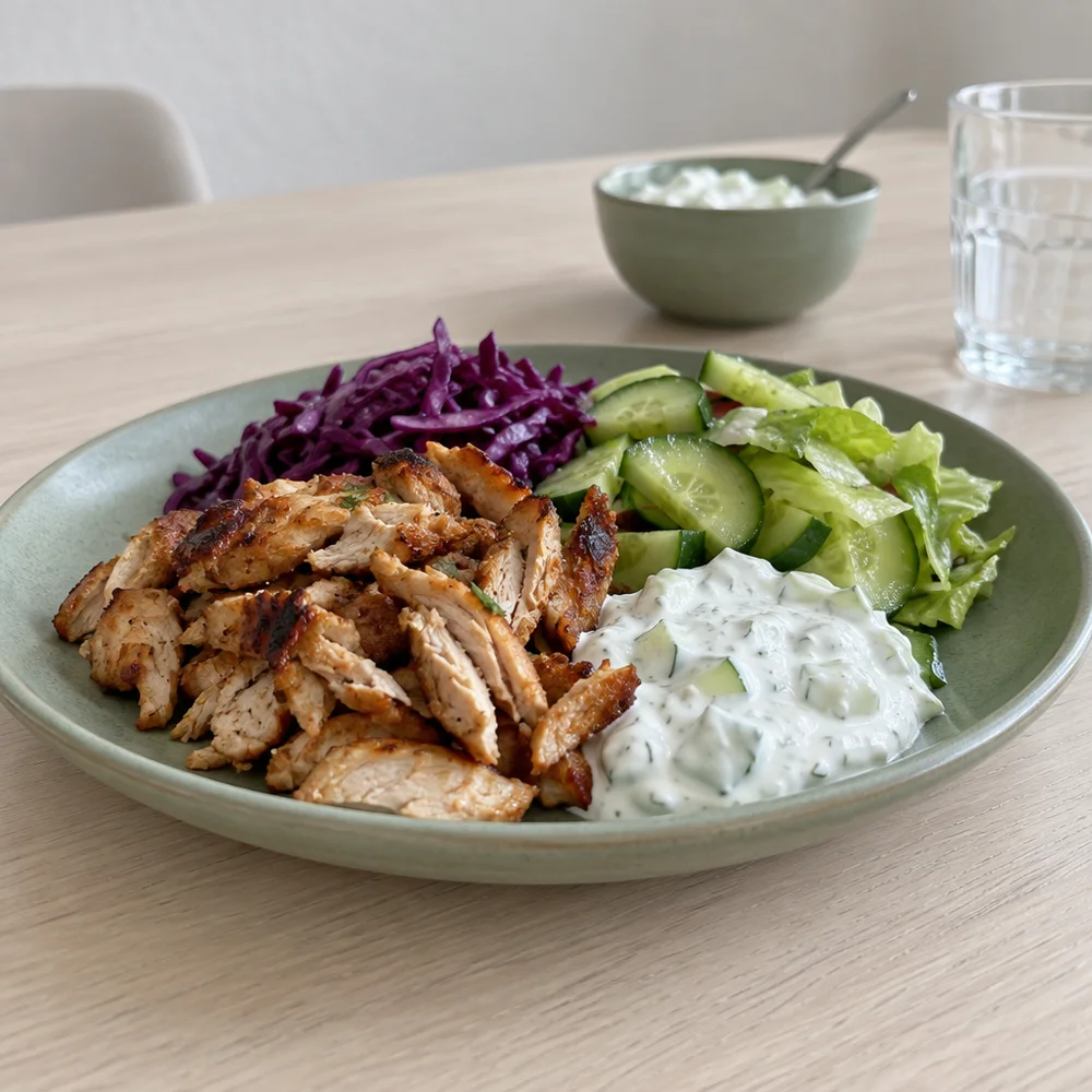High-protein air fryer turkey gyros with skyr tzatziki