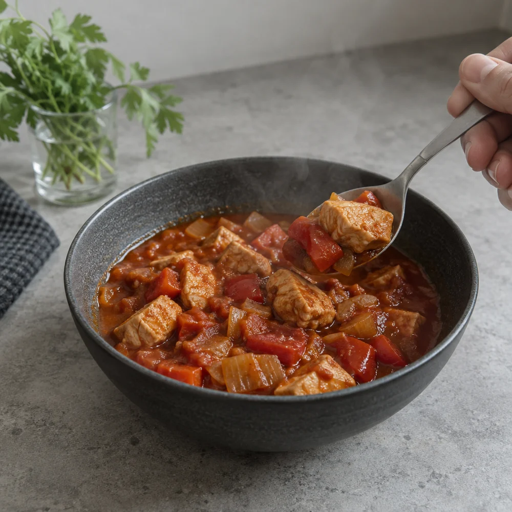 High-protein turkey and pepper goulash