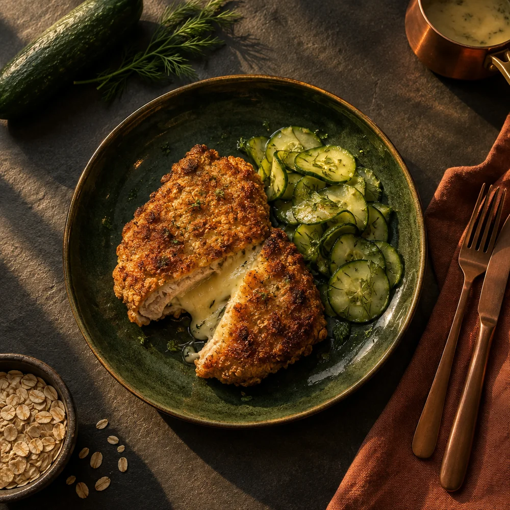 High-protein air fryer turkey escalopes stuffed with Alpine cheese