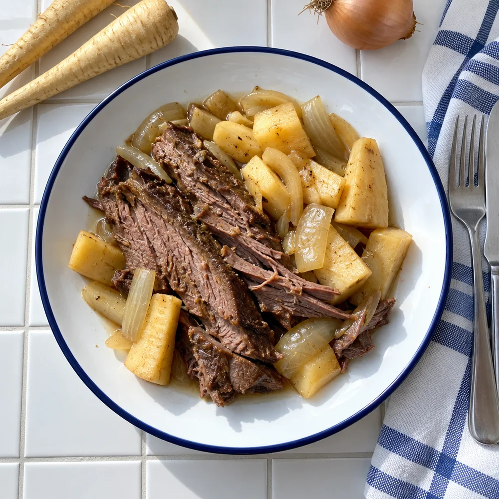 High-protein beef brisket with parsnips