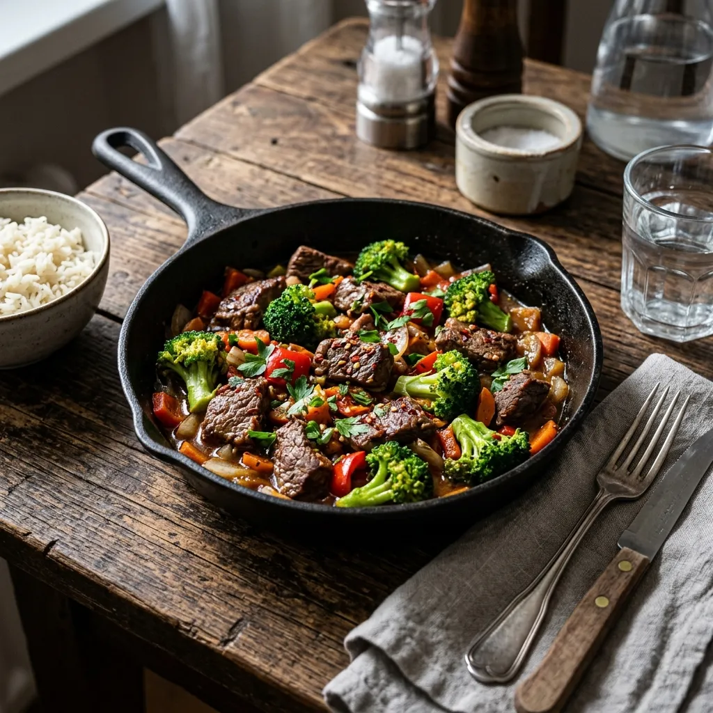 High-protein beef stir-fry with crunchy broccoli