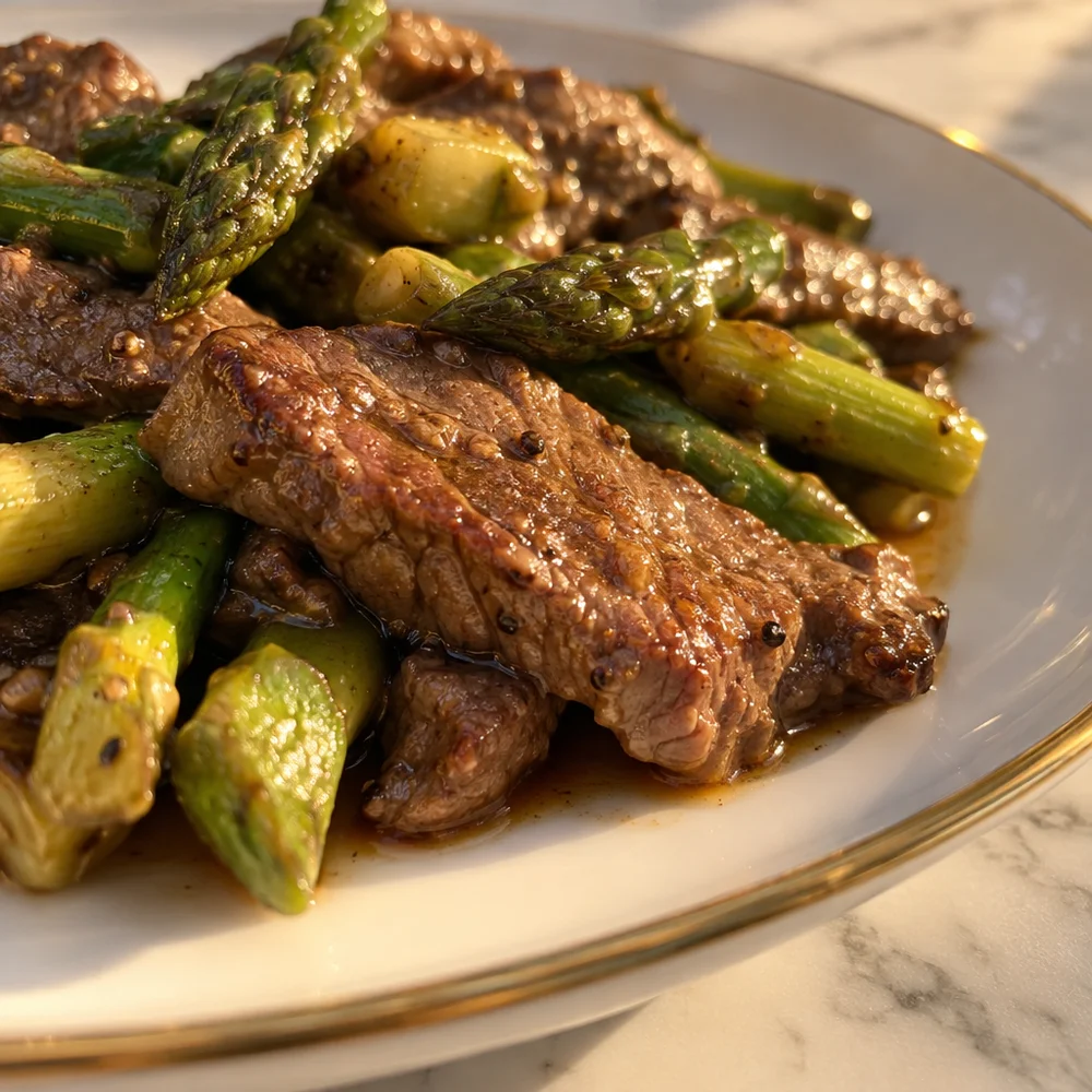High-protein beef and asparagus stir-fry