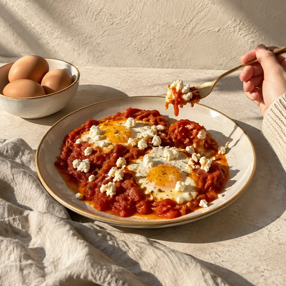 High-protein shakshuka with feta