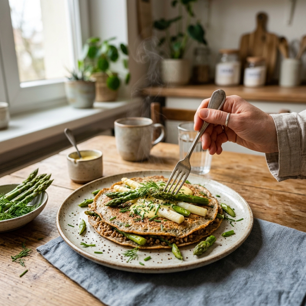 High-protein asparagus pancake
