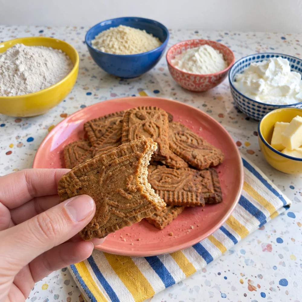 High-protein Spekulatius (speculoos cookies) with almond flour and quark